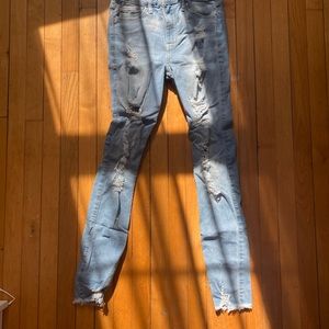 light blue ripped jeans